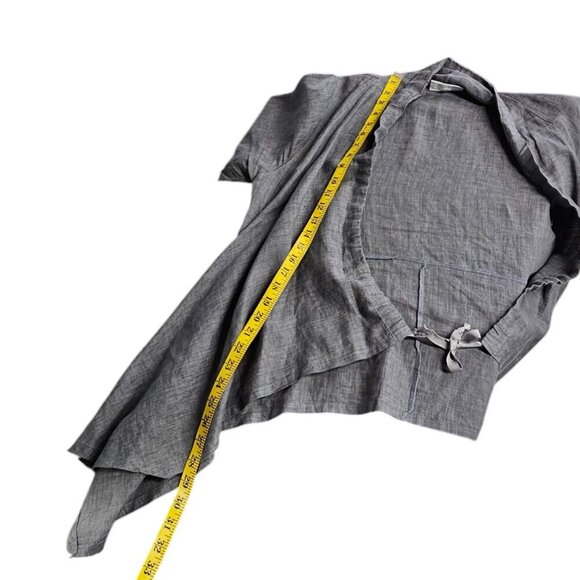 Bryn Walker Womens 100% Linen Lagenlook Tie Front Long Sleeve Cardigan, Grey, M - Picture 6 of 10